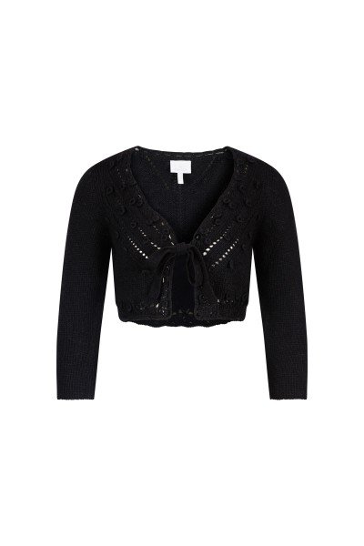 Traditional knitted bolero with three-quarter sleeves