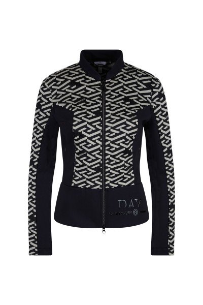 Body-hugging jersey jacket in noble material mix