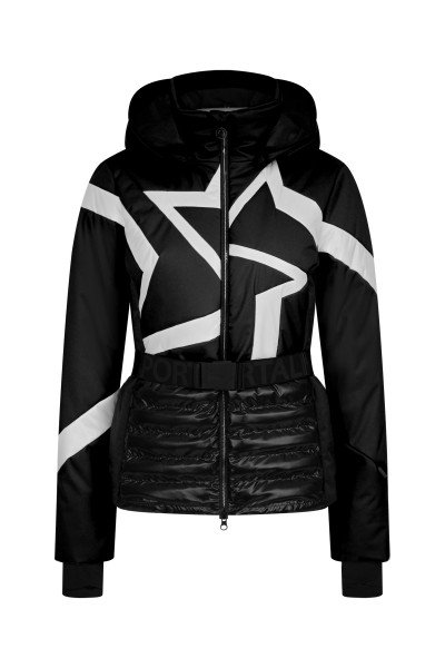 Ski jacket with star pattern and belt