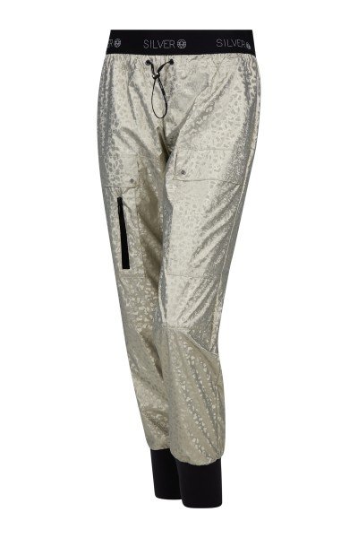  Sporty nylon jogger pants with leopard print