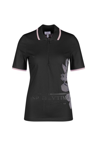 Short sleeve polo shirt with fashionable floral motif