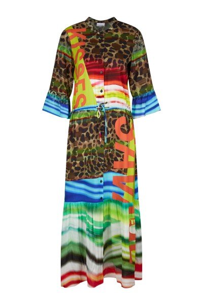 Flowing maxi dress in summer animal mix print