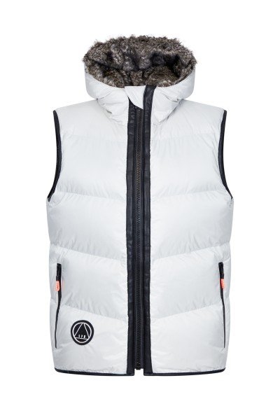 Classy down vest with functional nylon