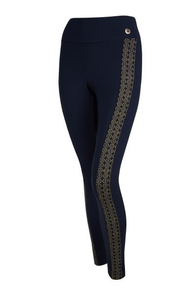 Sporty legging-style trousers with longitudinal inserts