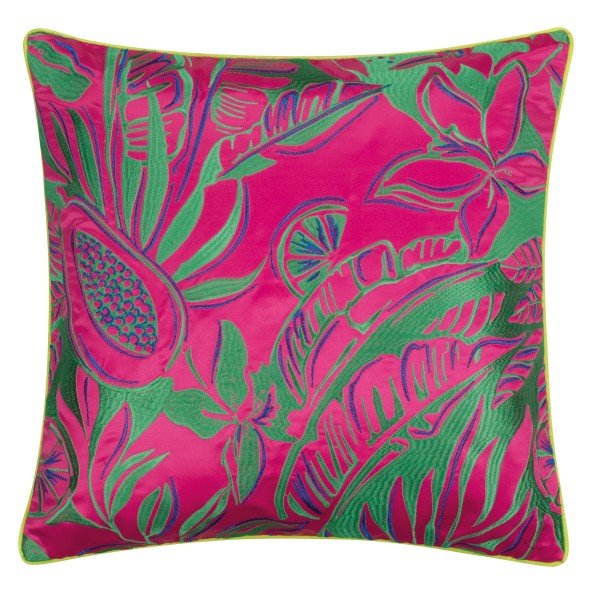 Decorative cushion cover with colorful all-over embroidery