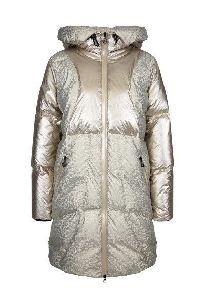 Fashionable coat with real down filling and generous hood
