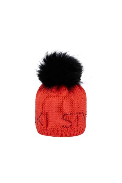 Chunky knit hat with real fur