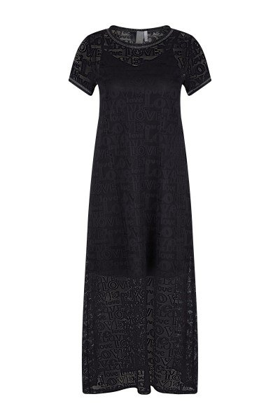 Long maxi dress made of high-quality lace with short sleeves and slip