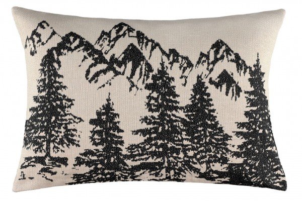 Decorative cushion cover with mountain panorama