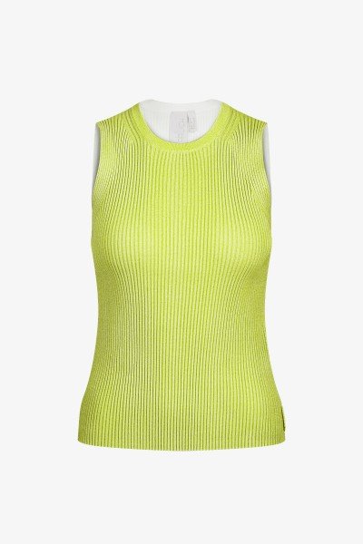 Sleeveless knitted top with round neckline