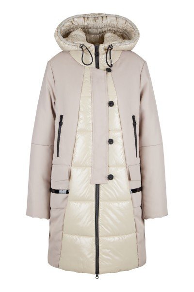 Padded coat in modern material combination