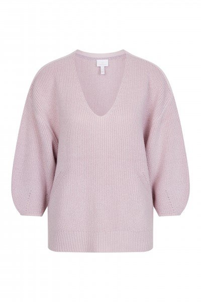Knit sweater with V-neckline