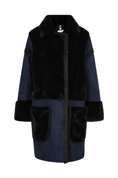 Imitation lambskin leather coat