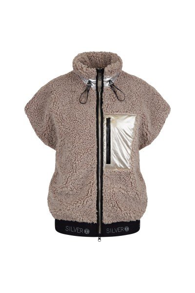 Fashionable plush vest with nylon inserts