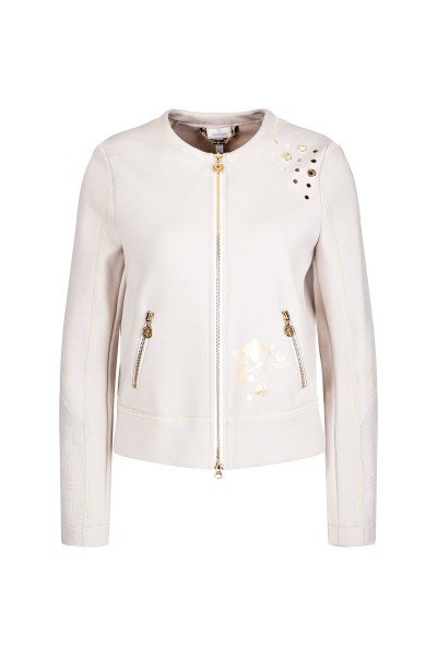 Sporty jacket with round neck and fashionable details