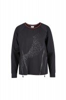 Sportiver Sweater mit dekorativen Reißverschlüssen und Leoparden-Druck