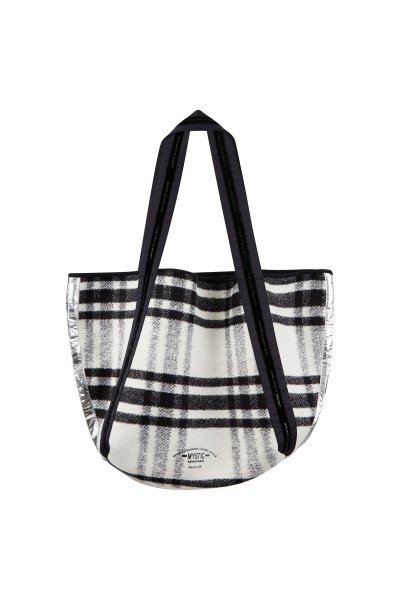 Bag made of fine wool neoprene with a checked pattern