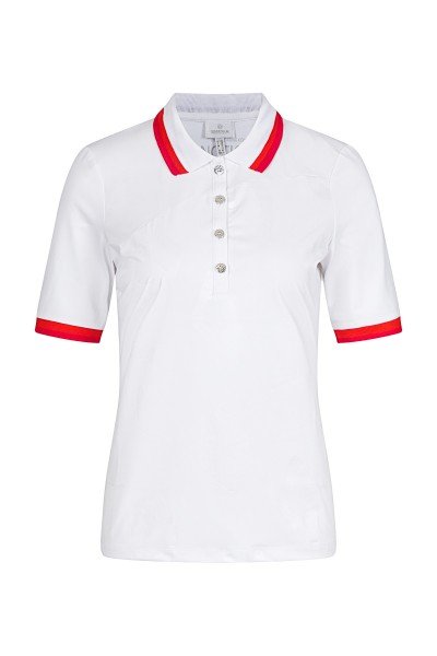 Body-hugging polo shirt with fashionable leo patch heat press print