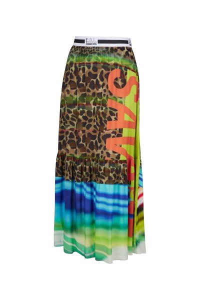 Light flowing maxi skirt with sophisticated animal mix-print
