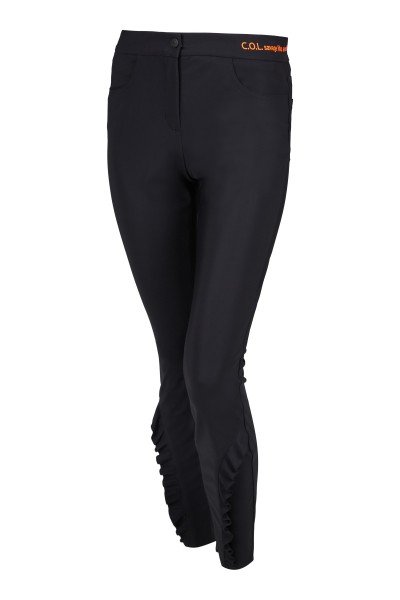 Feminine trousers in compact stretch quality with special details