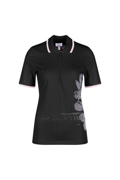 Short sleeve polo shirt with fashionable floral motif