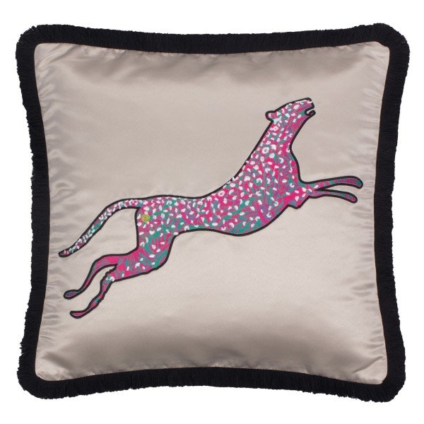 Decorative cushion cover with colorful leopard application