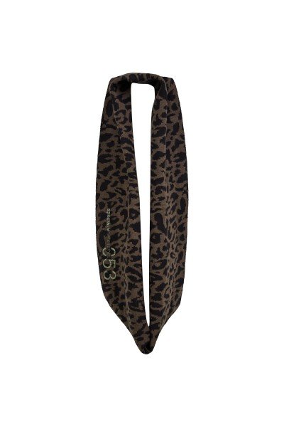  Loop scarf with leopard print and transfer motif