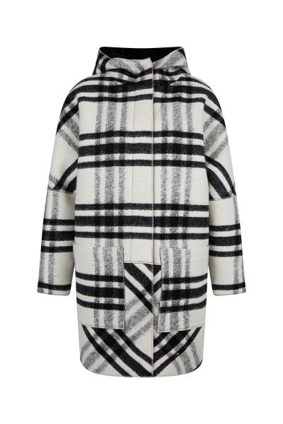  Wool coat with a casual checked pattern