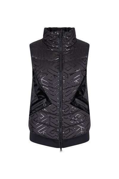Sporty quilted vest in printed patent nylon