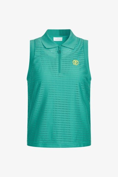 Sleeveless polo shirt with knitted collar