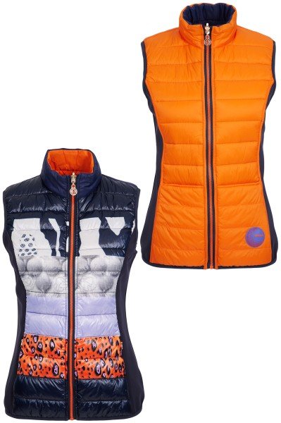 Body-hugging reversible waistcoat with elastic inserts on the side