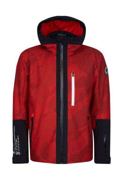Ski jacket with transfer print