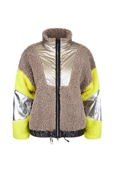  Plush jacket with metallic nylon inserts 