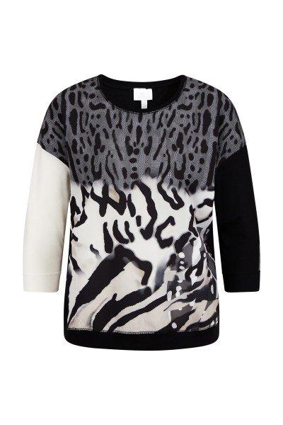 Shirt in material mix and animal print