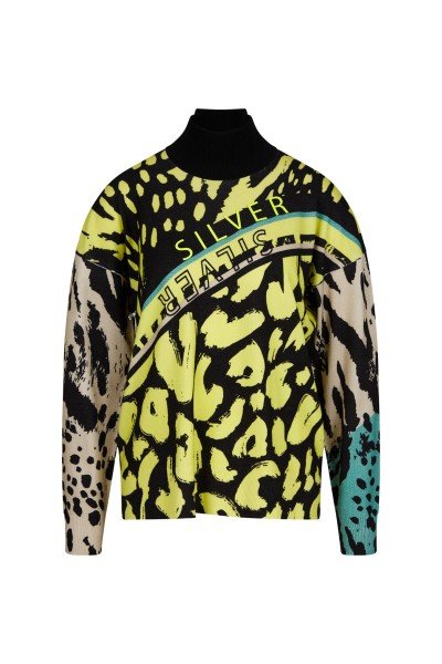 Sweater with leopard print motif