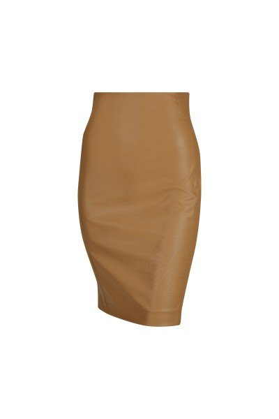 Narrow leather skirt with jersey back part