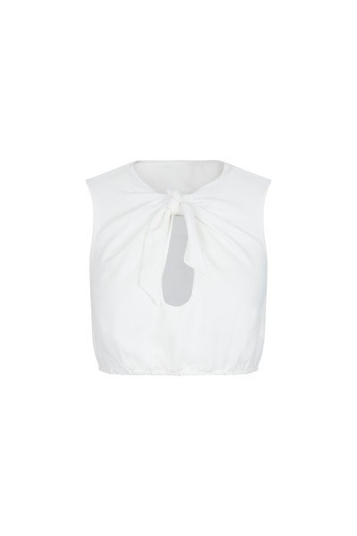 Sleeveless dirndl blouse with sophisticated tie neckline
