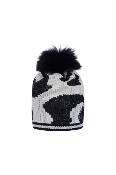 Chunky knitted hat with leopard spots