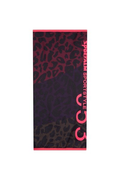  Loop scarf with trendy foil print in contrast colour