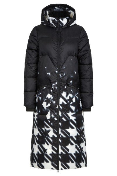 Coat with all-over houndstooth print