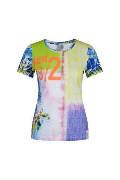 Kurzarm-Shirt mit Colorblock-Print und 3-D-Motiven