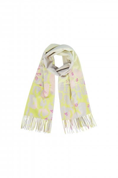 Printed scarf with fringes