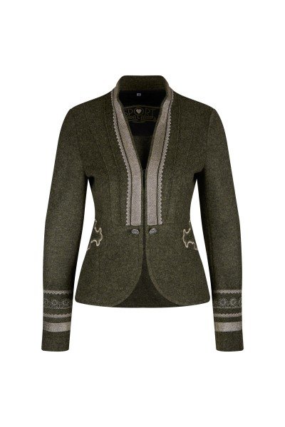 Waisted traditional jacket made of high quality wool blend fabric