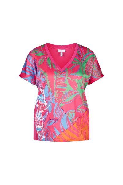 Farbenfrohes Colourblock-Shirt mit sommerlichem Print in legerer Form