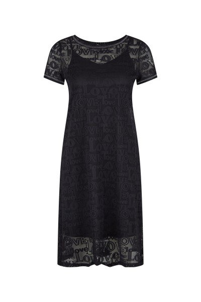 High-quality lace midi dress with short sleeves and slip