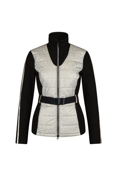 Sporty belted jacket in a material mix