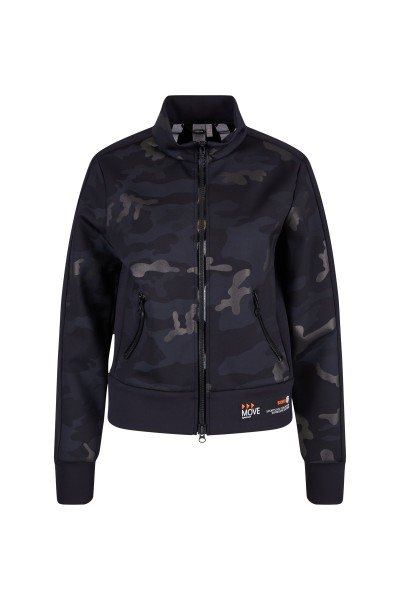 Short sporty trainer jacket with camouflage print