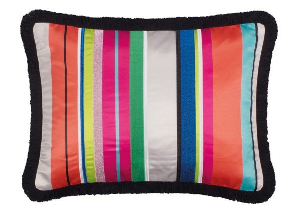 Decorative cushion cover in multicolor block stripe design
