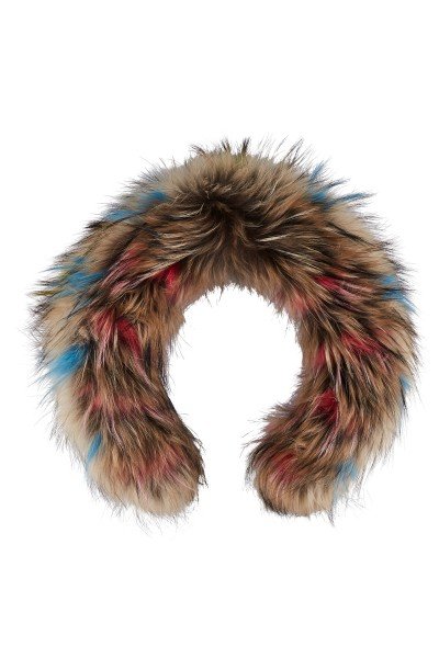 Natural color Finnraccoon hood fur with blue color accents