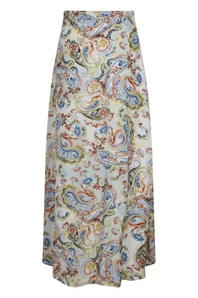 Long, airy skirt with all-over print on viscose